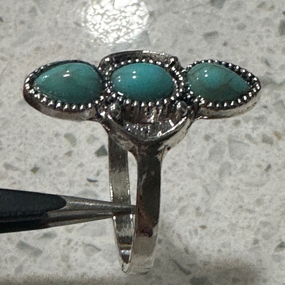Silver Color  Turquoise Ring - Picture 6 of 7